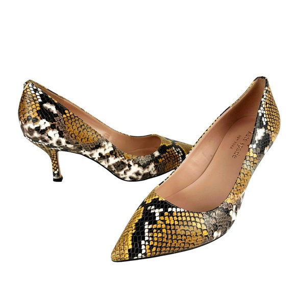 Kate Spade New York Sonia Snakeskin Embossed Leather Pointed Toe Pump 9.5 Heels - Picture 3 of 15